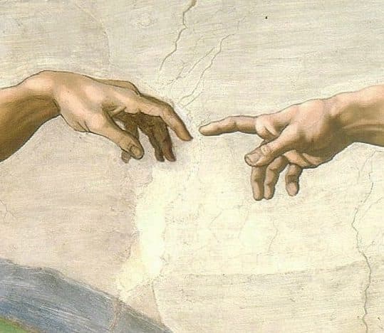 The gap between the two hands